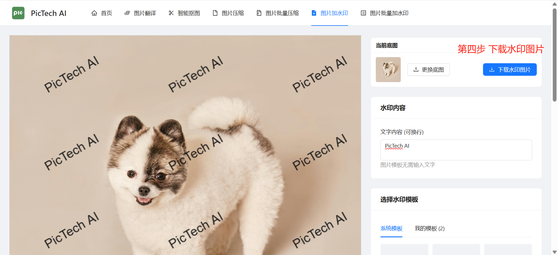 第四步：免费下载添加了水印的高清图片
